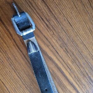 Womens Vintage  Black Leather Belt Medium